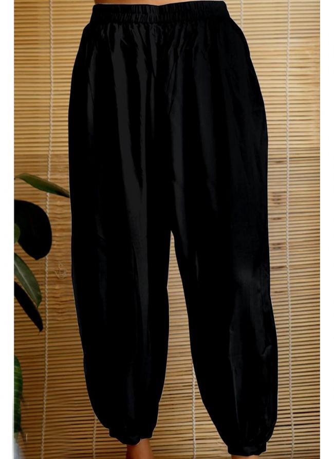 Rayon Black Casual Wear Plain Afghani Pant